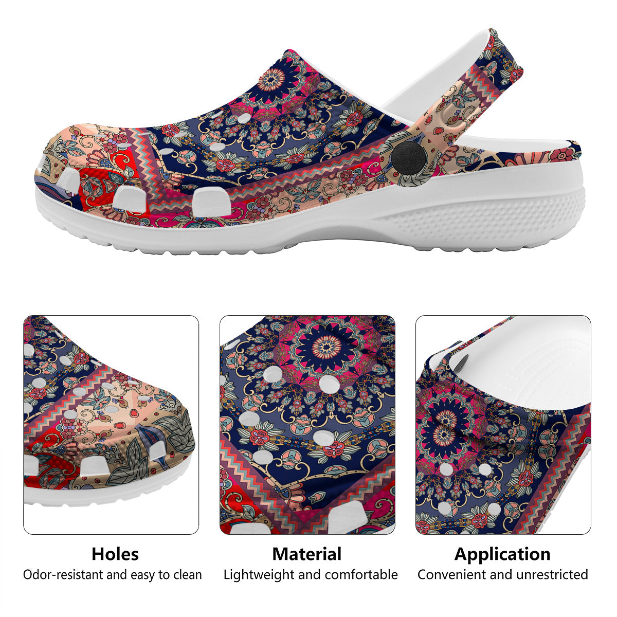 Ethnic Patchwork Square Print Clog-grizzshop
