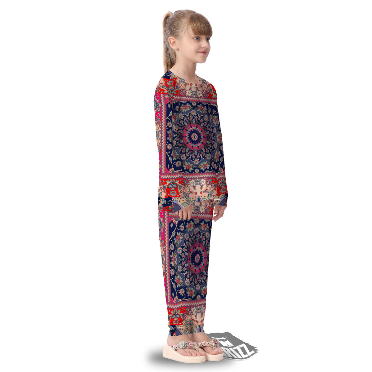 Ethnic Patchwork Square Print Kid's Pajamas-grizzshop