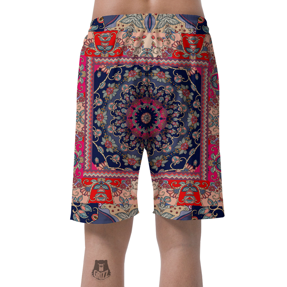Ethnic Patchwork Square Print Men's Shorts-grizzshop