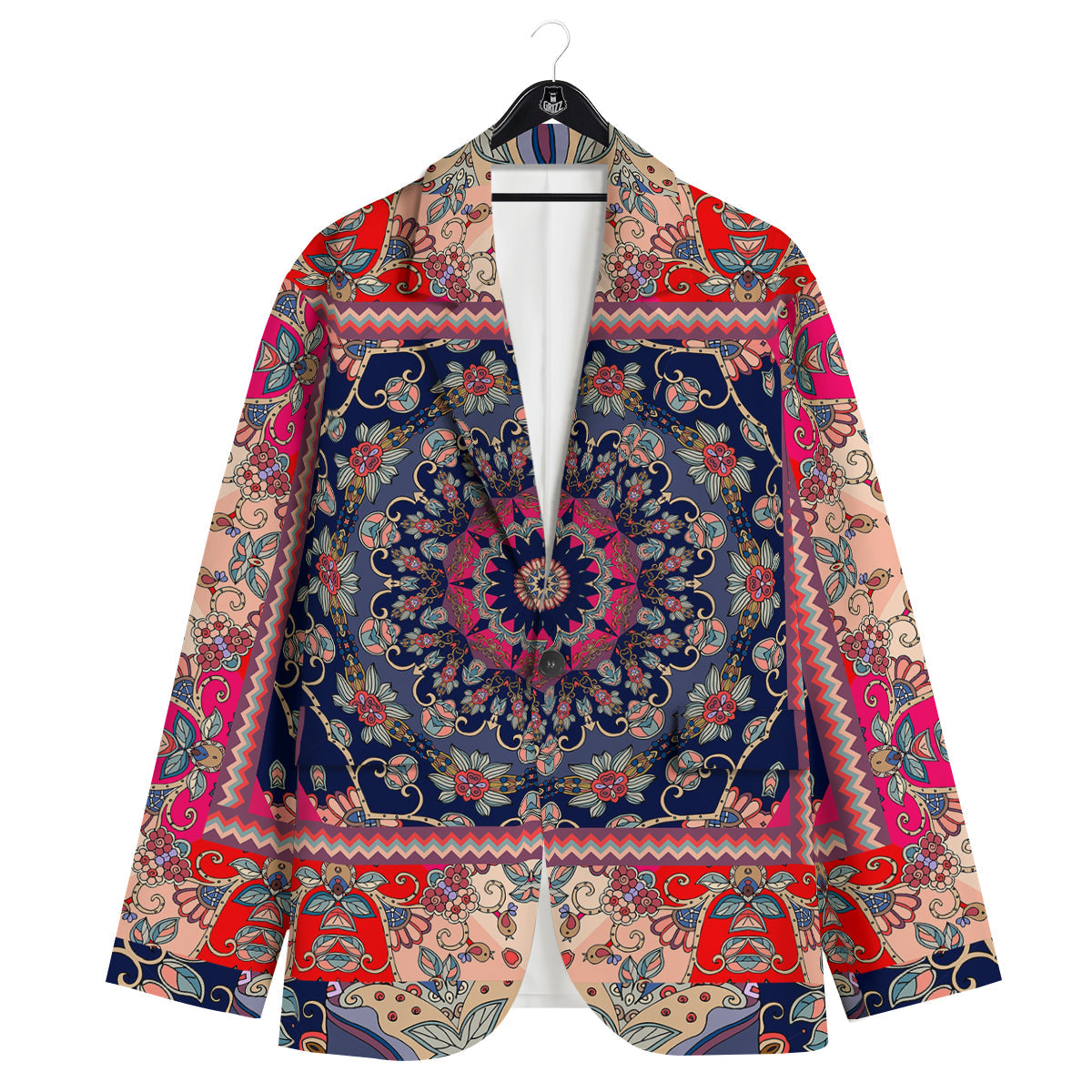 Ethnic Patchwork Square Print Men's Sport Coat-grizzshop