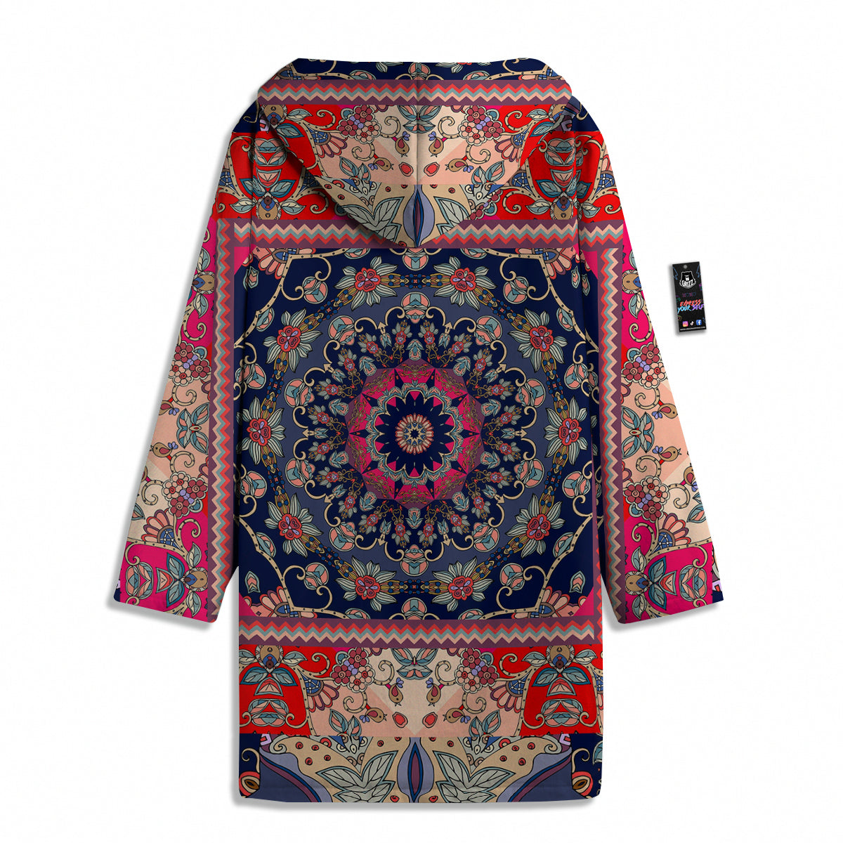 Ethnic Patchwork Square Print Men's Windbreaker Jacket-grizzshop