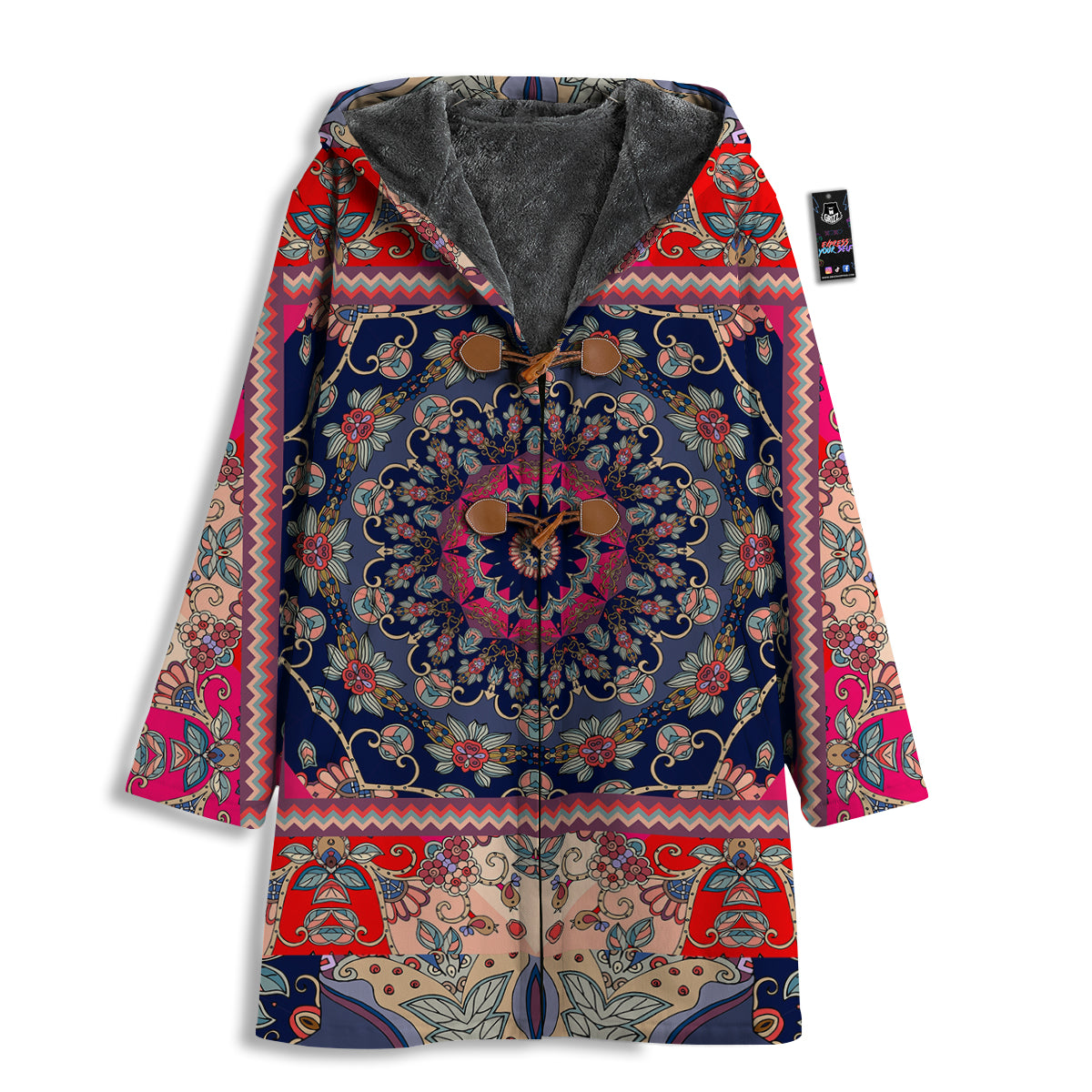Ethnic Patchwork Square Print Men's Windbreaker Jacket-grizzshop