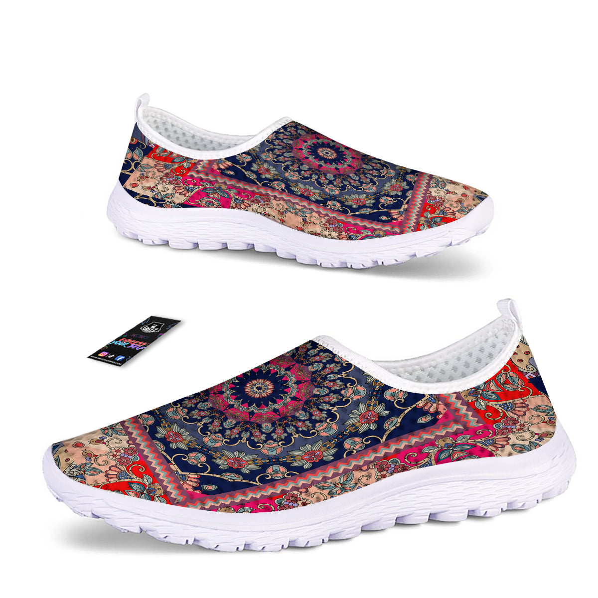 Ethnic Patchwork Square Print Nurse Shoes-grizzshop