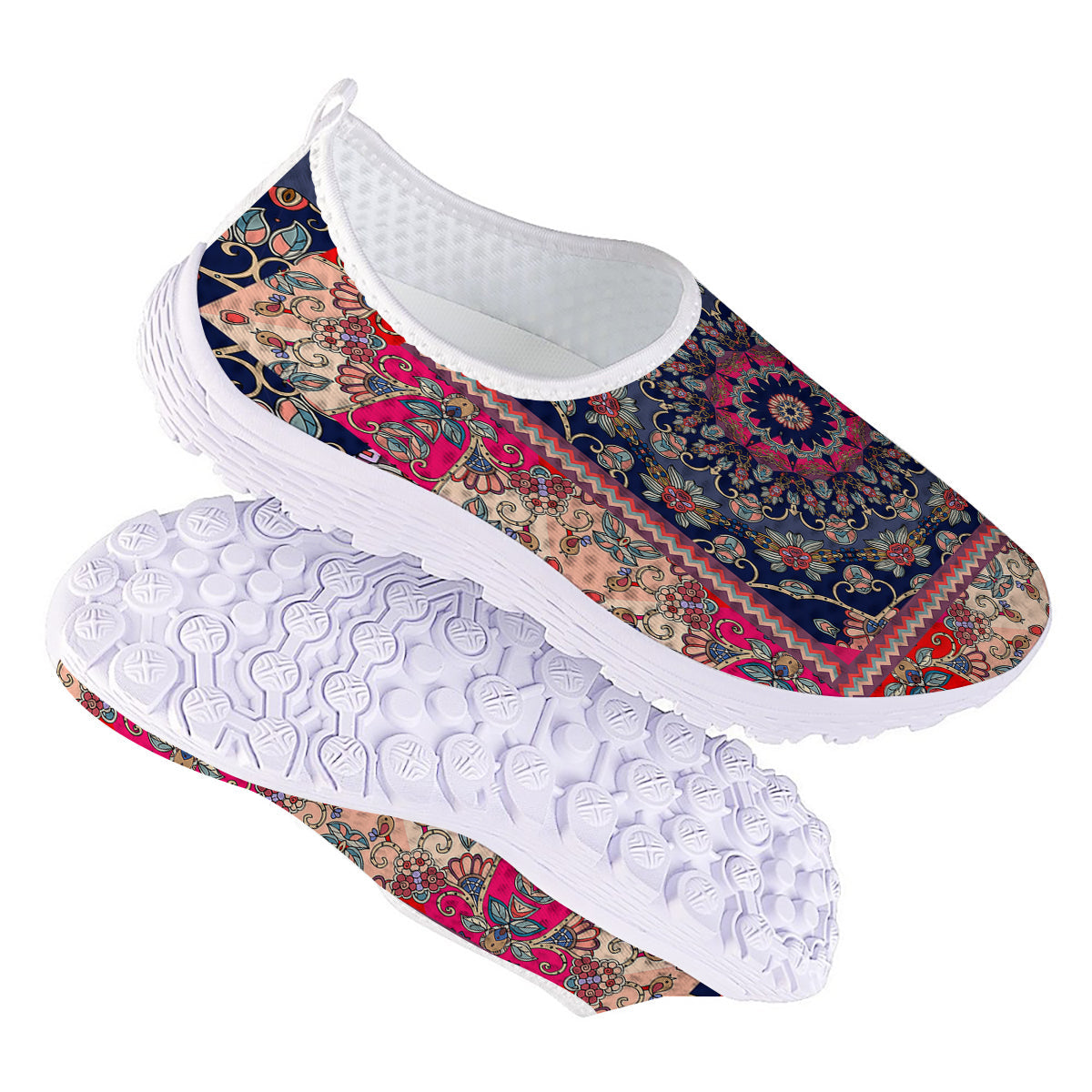 Ethnic Patchwork Square Print Nurse Shoes-grizzshop