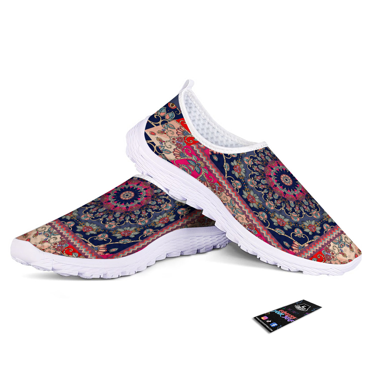 Ethnic Patchwork Square Print Nurse Shoes-grizzshop