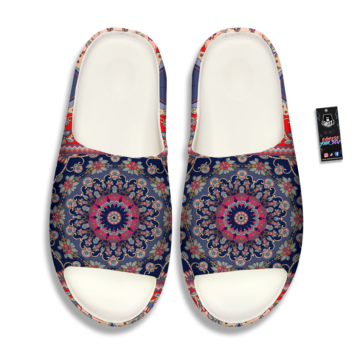 Ethnic Patchwork Square Print Sandals-grizzshop