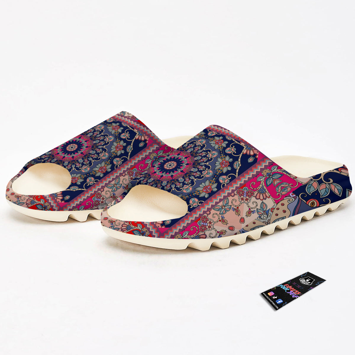Ethnic Patchwork Square Print Sandals-grizzshop