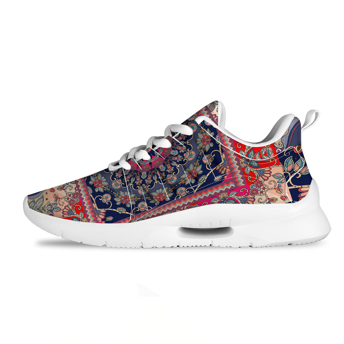 Ethnic Patchwork Square Print Tennis Shoes-grizzshop