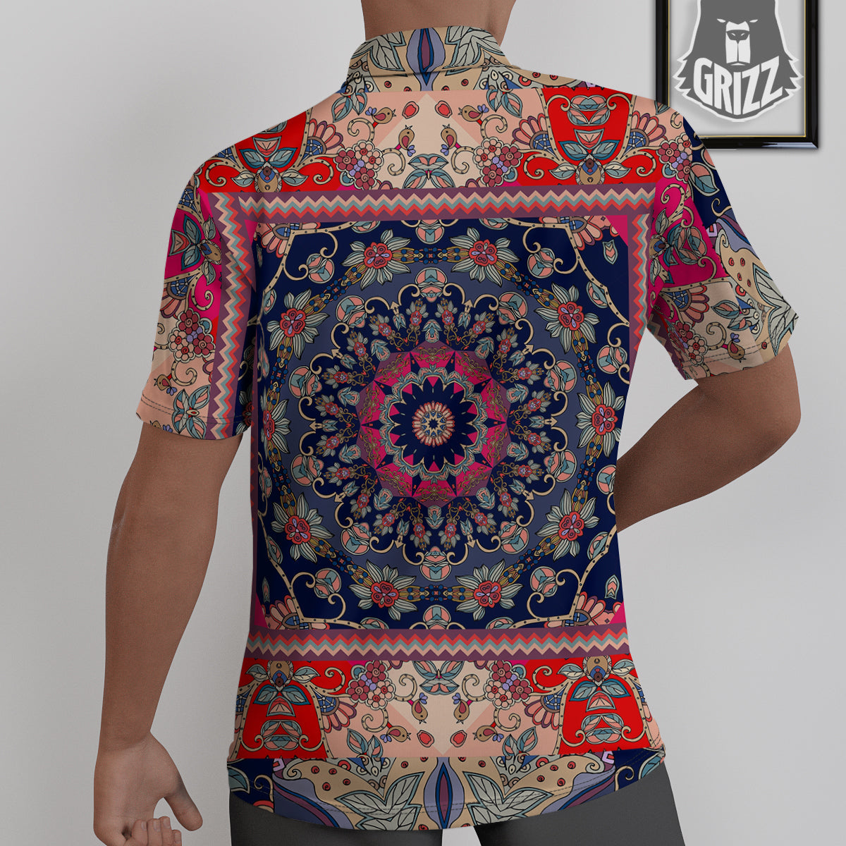 Ethnic Patchwork Square Print Untucked Shirts-grizzshop