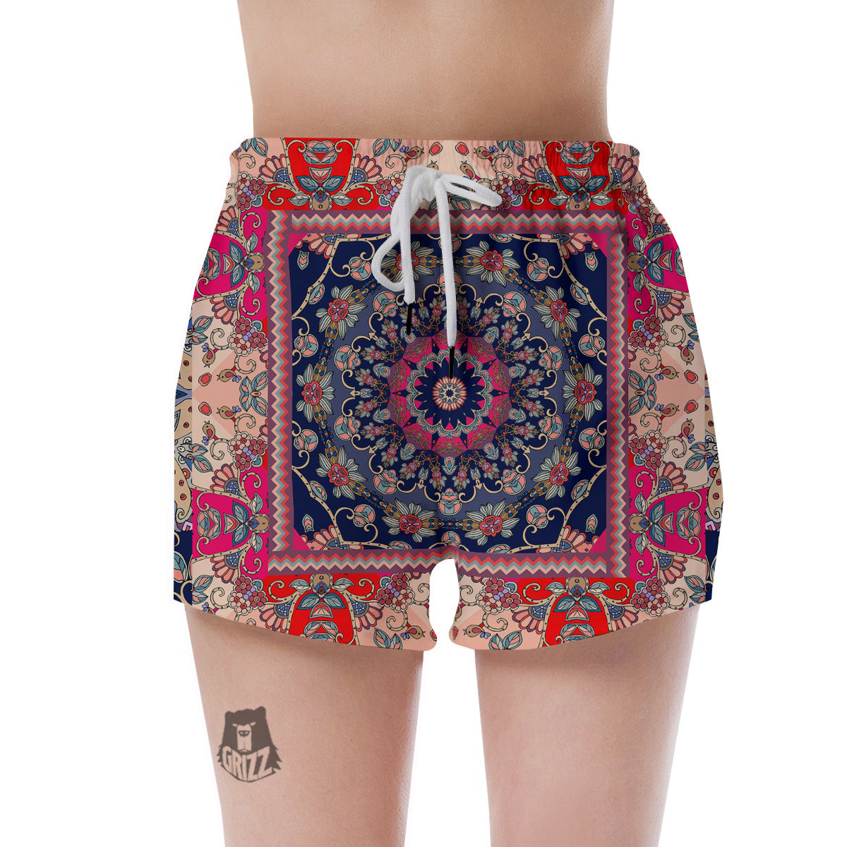 Ethnic Patchwork Square Print Women's Shorts-grizzshop