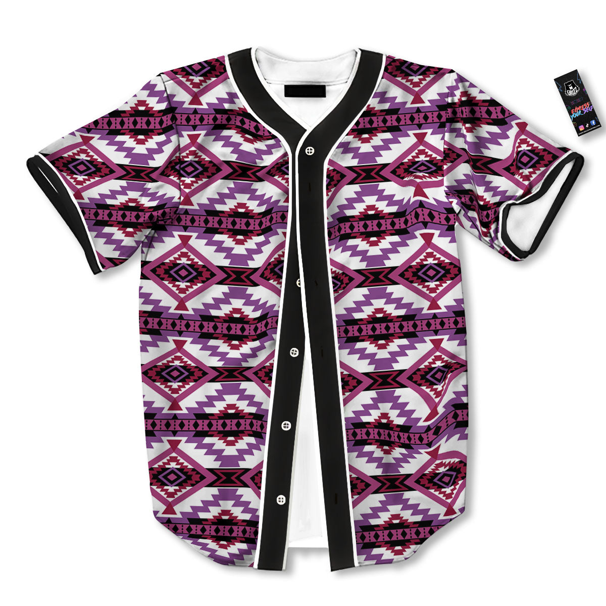 Ethnic Pink African Print Pattern Baseball Jersey-grizzshop