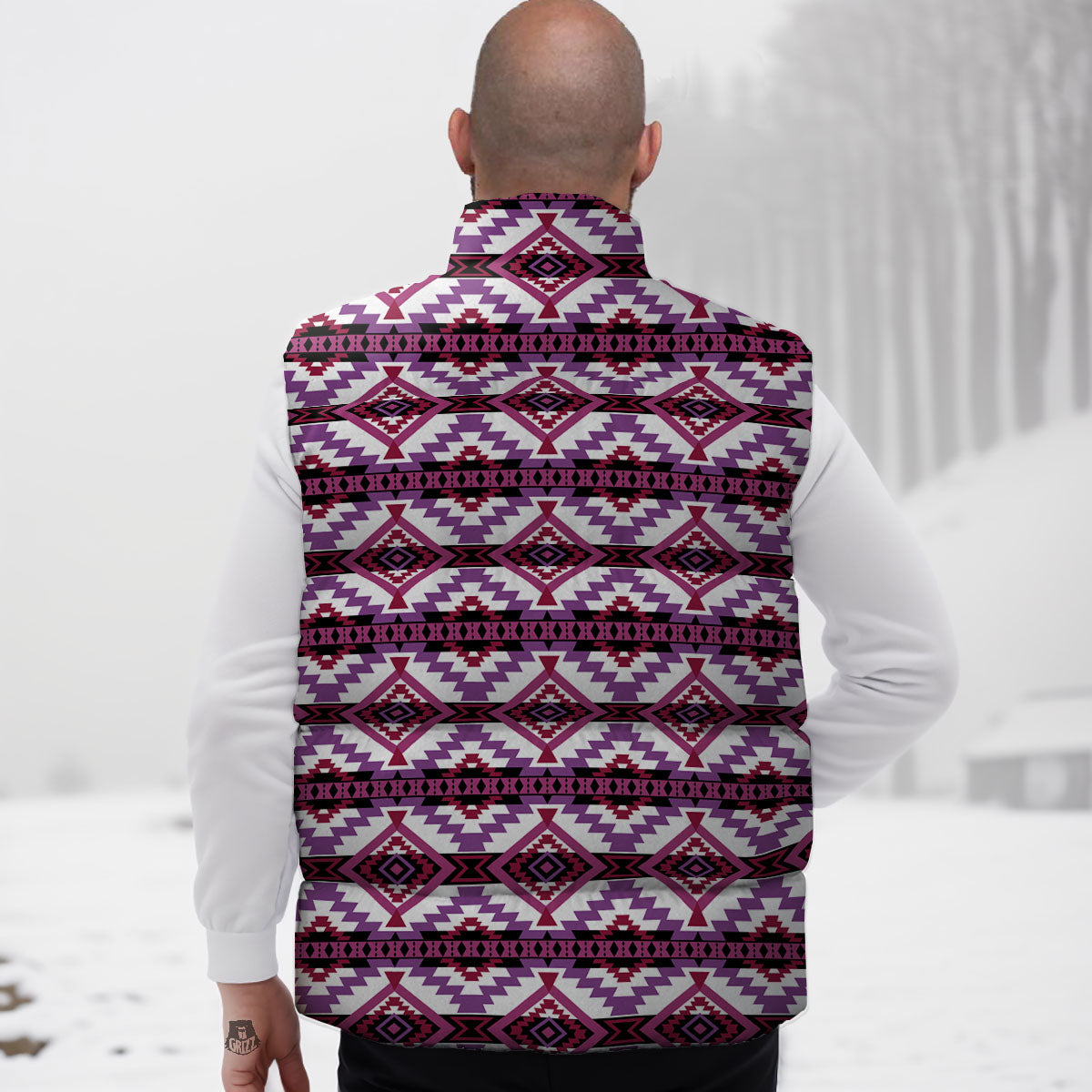 Ethnic Pink African Print Pattern Down Vest