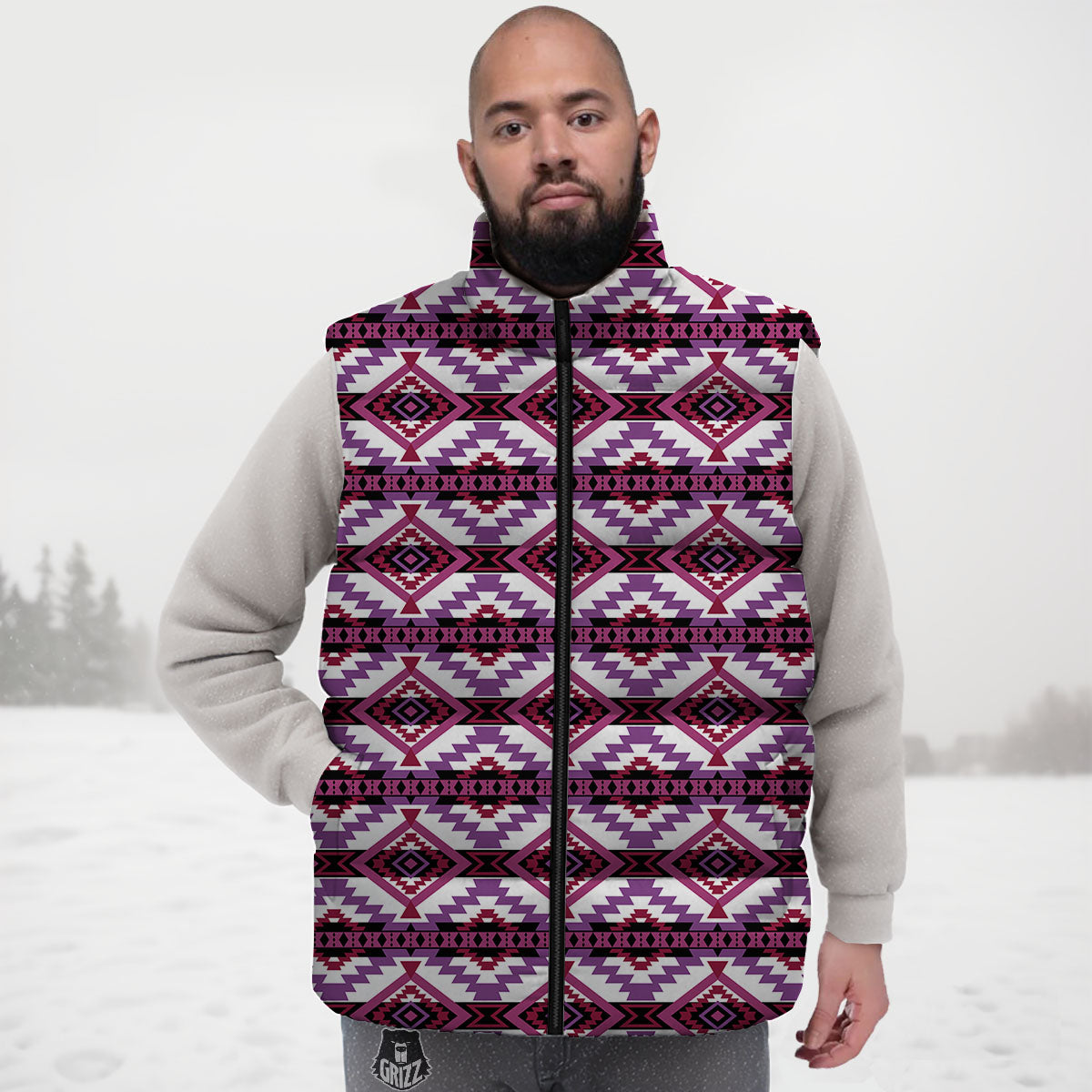 Ethnic Pink African Print Pattern Down Vest