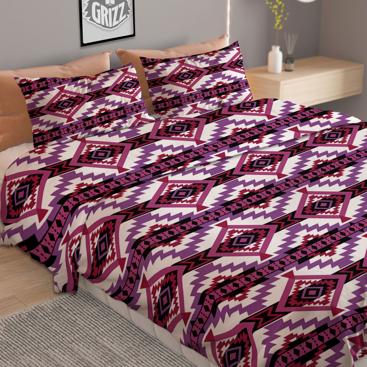 Ethnic Pink African Print Pattern Duvet Cover Bedding Set