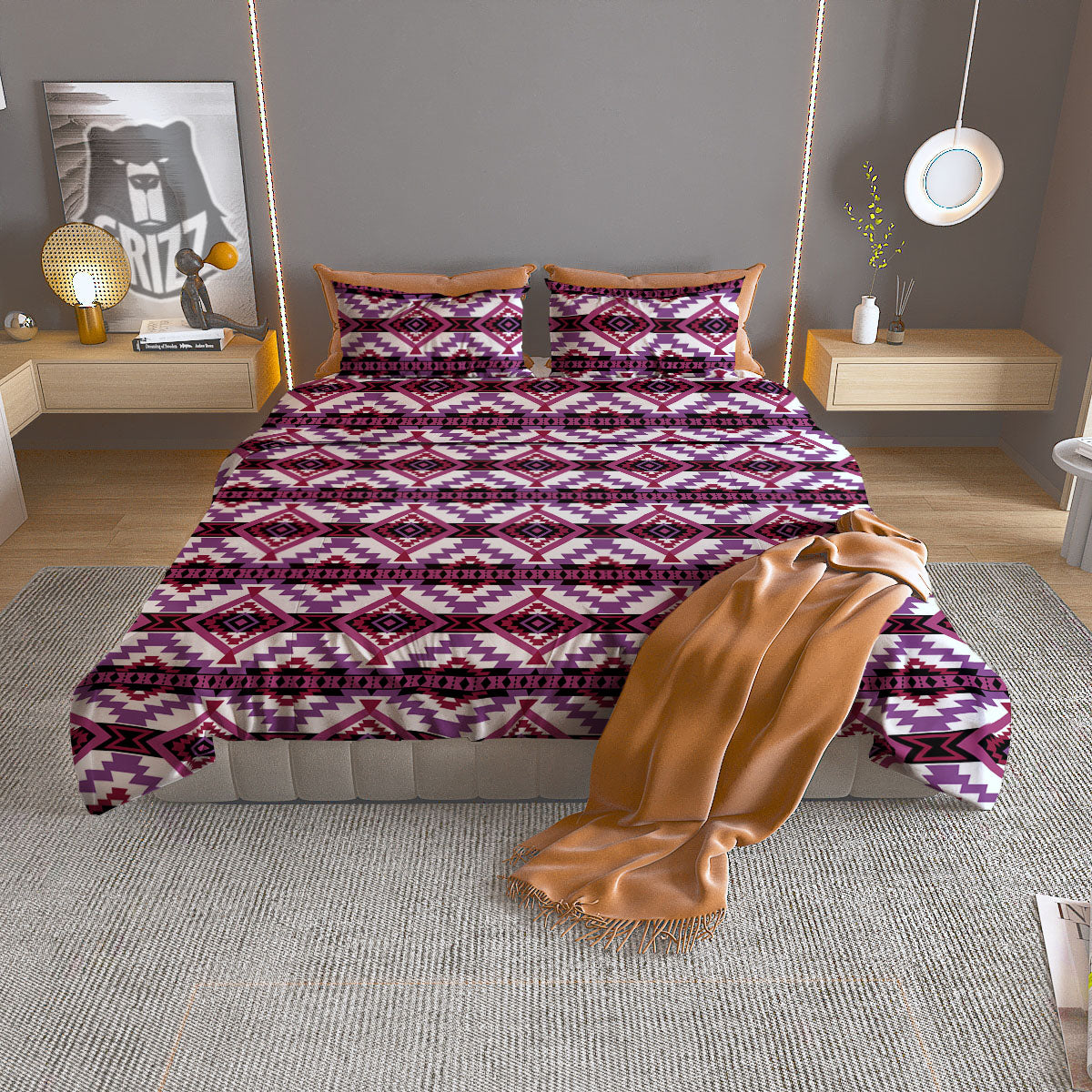 Ethnic Pink African Print Pattern Duvet Cover Bedding Set