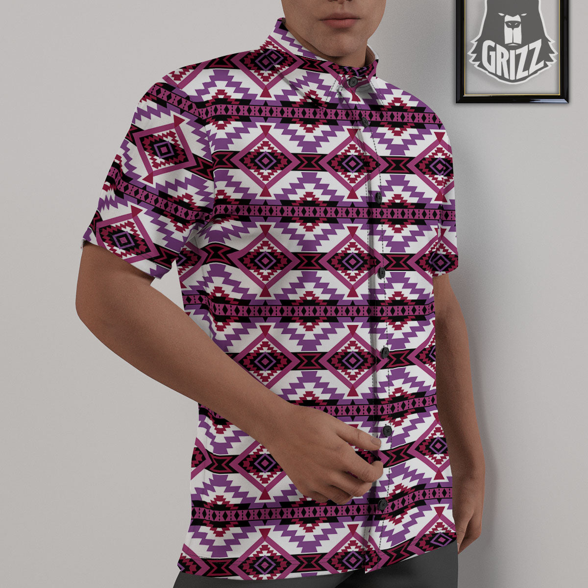 Ethnic Pink African Print Pattern Untucked Shirts-grizzshop