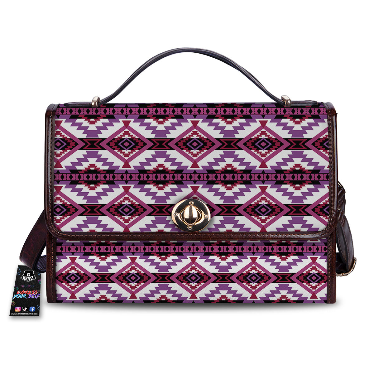 Ethnic Pink African Print Pattern Women's Satchel Bag-grizzshop
