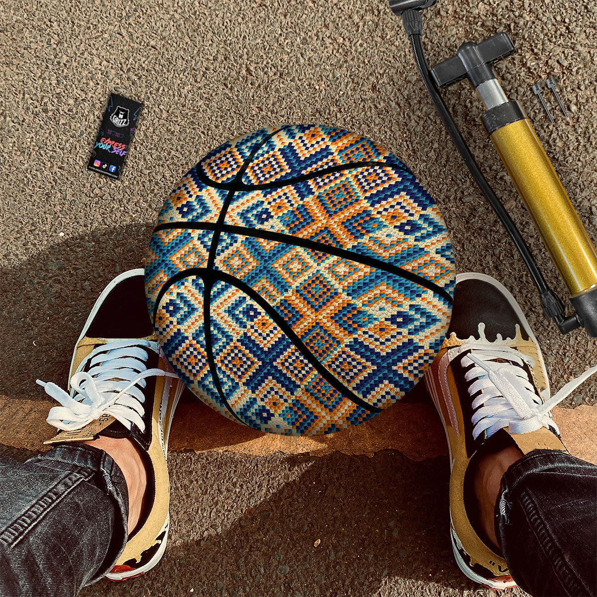 Ethnic Pixel Print Pattern Basketball-grizzshop