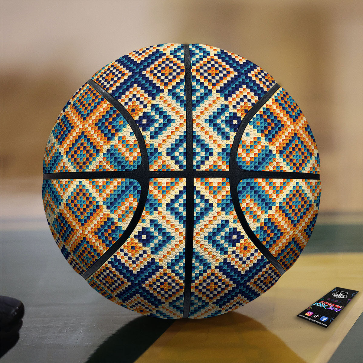 Ethnic Pixel Print Pattern Basketball-grizzshop