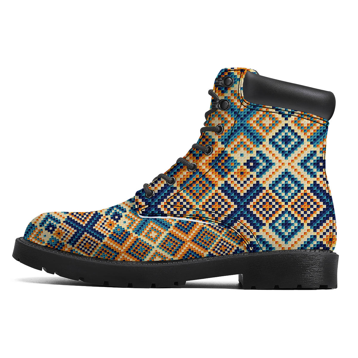 Ethnic Pixel Print Pattern Boots-grizzshop