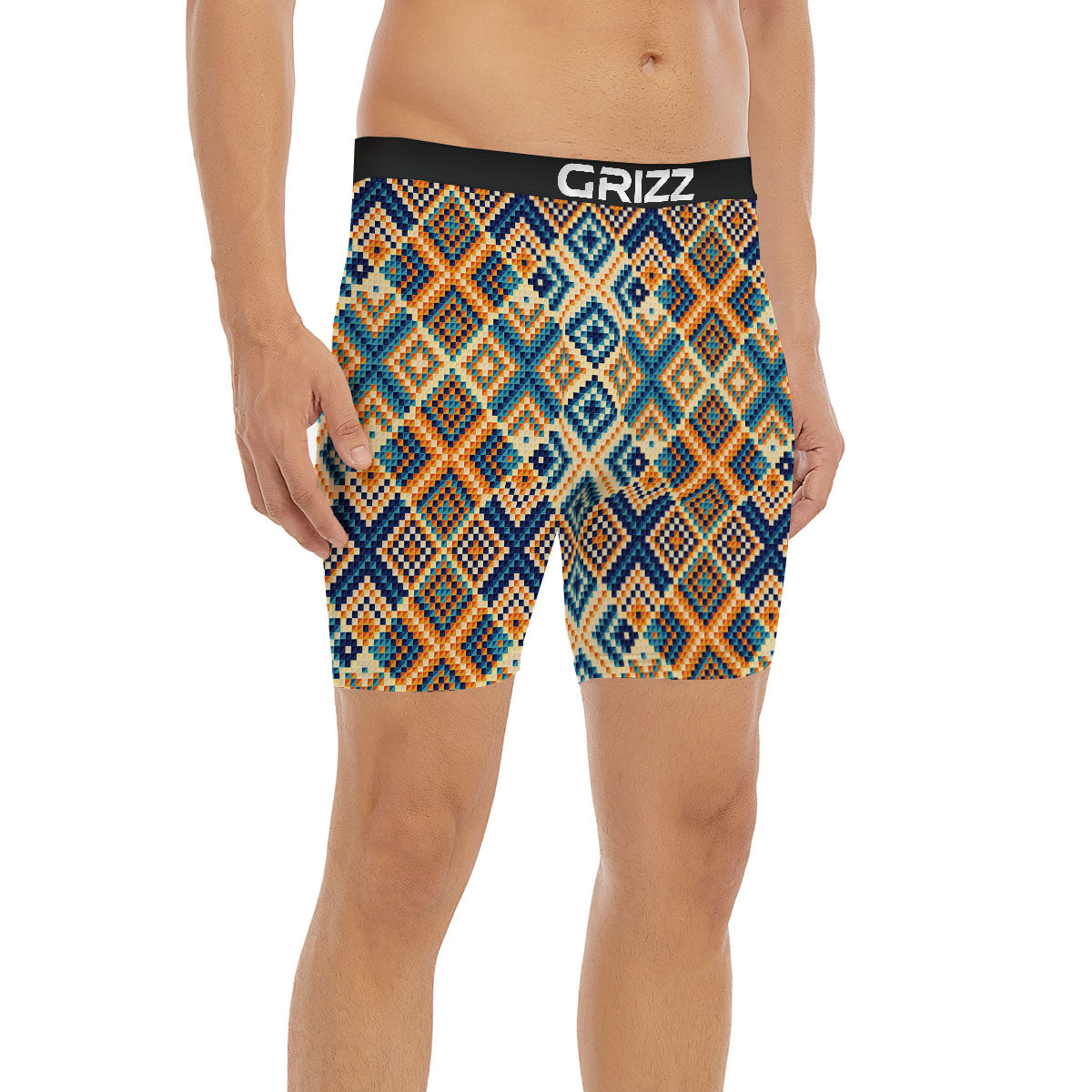 Ethnic Pixel Print Pattern Boxer Briefs-grizzshop