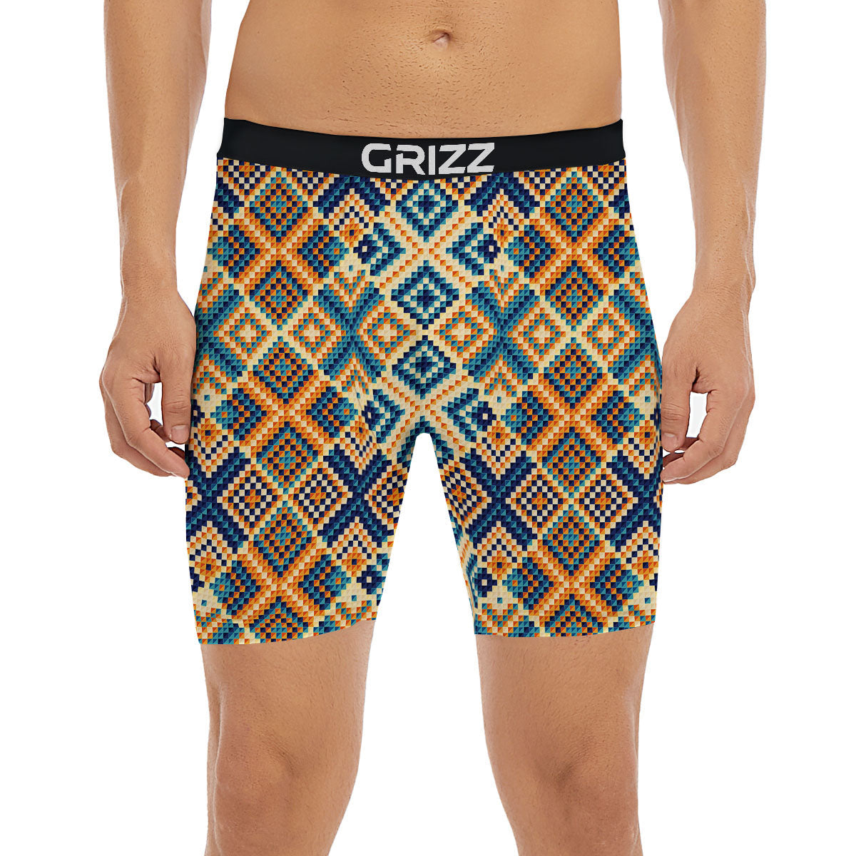 Ethnic Pixel Print Pattern Boxer Briefs-grizzshop