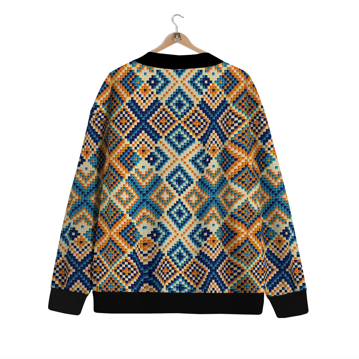 Ethnic Pixel Print Pattern Cardigan-grizzshop