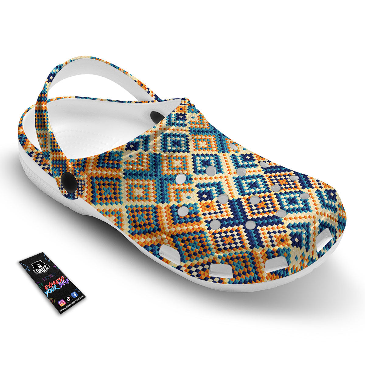 Ethnic Pixel Print Pattern Clog-grizzshop
