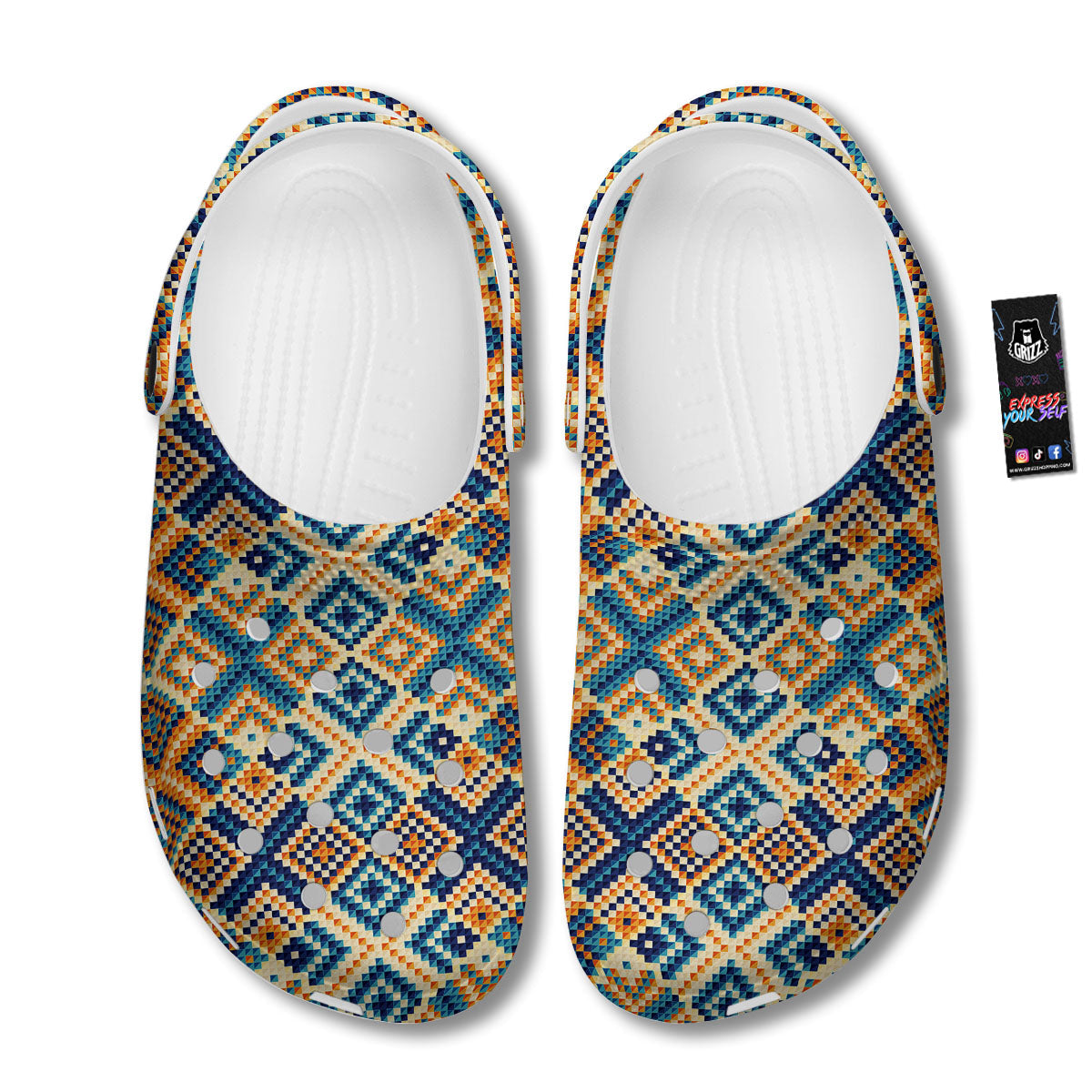Ethnic Pixel Print Pattern Clog-grizzshop