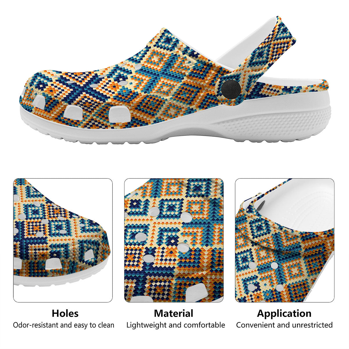 Ethnic Pixel Print Pattern Clog-grizzshop