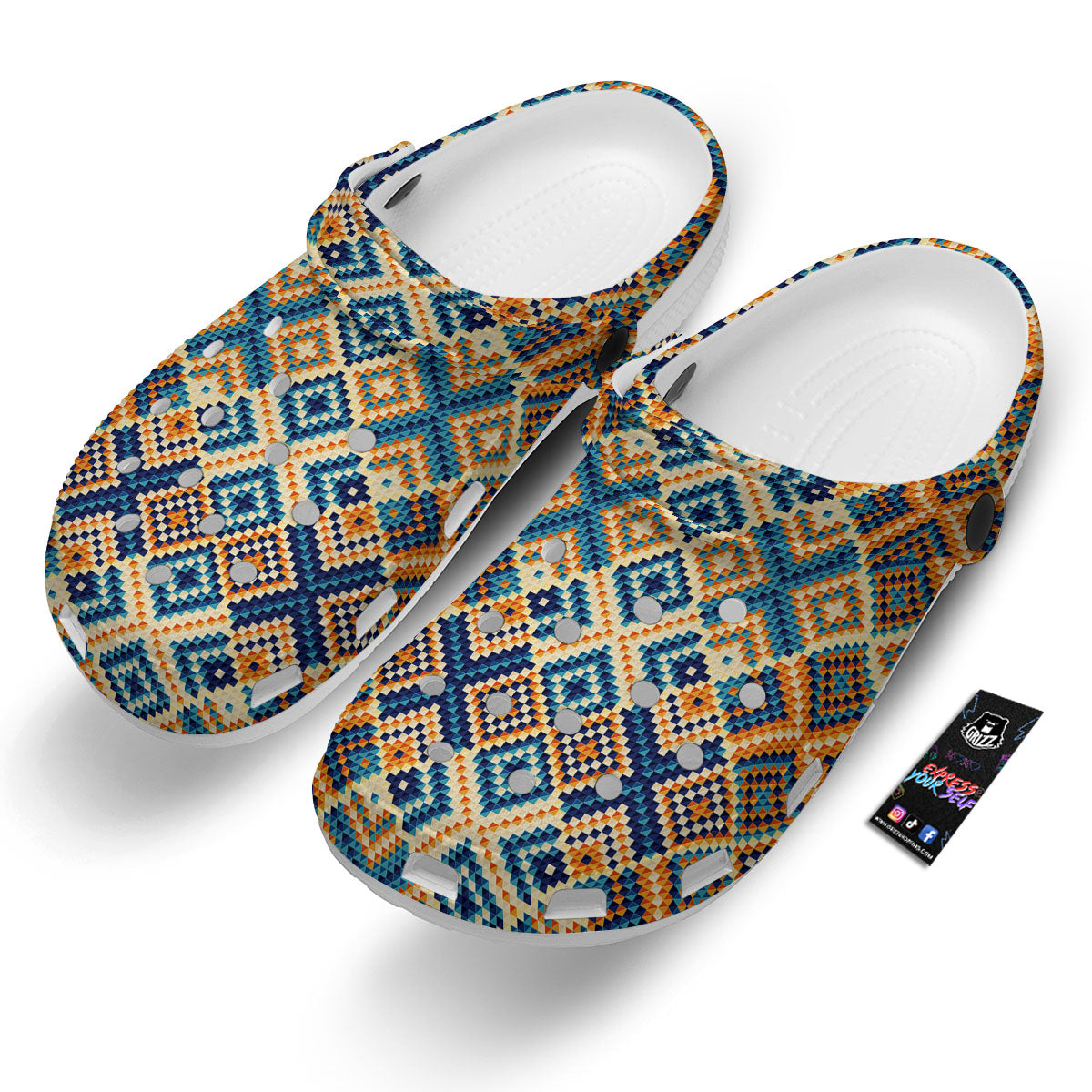 Ethnic Pixel Print Pattern Clog-grizzshop