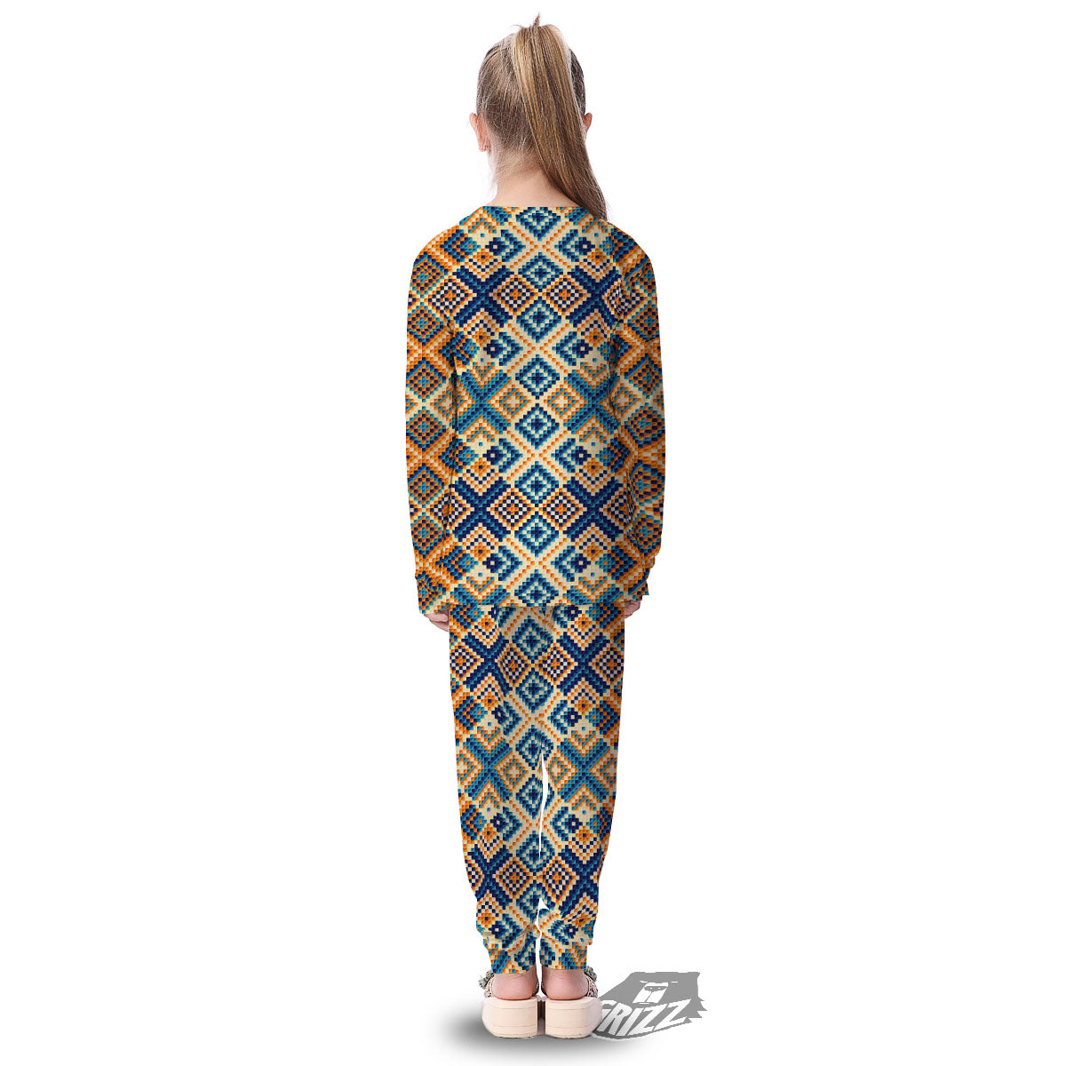 Ethnic Pixel Print Pattern Kid's Pajamas-grizzshop