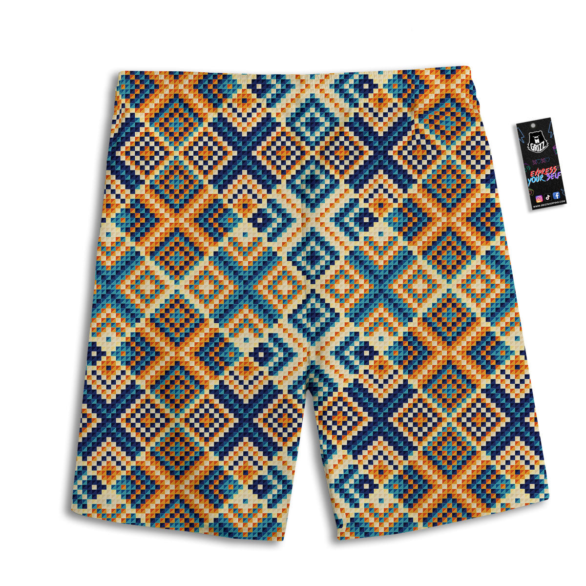Ethnic Pixel Print Pattern Men's Athletic Shorts