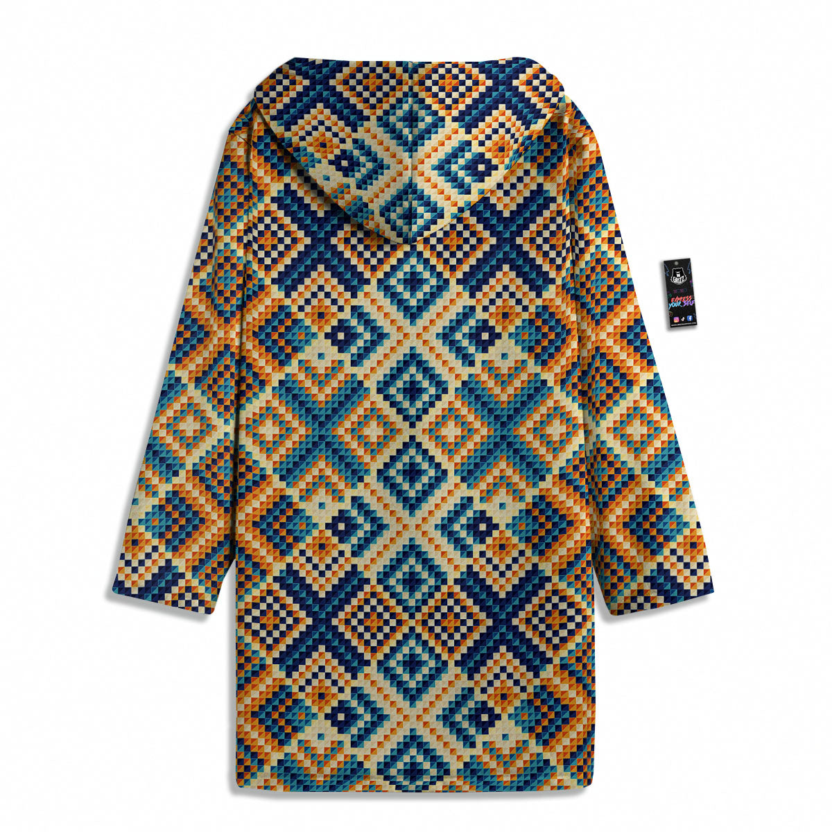 Ethnic Pixel Print Pattern Men's Windbreaker Jacket-grizzshop