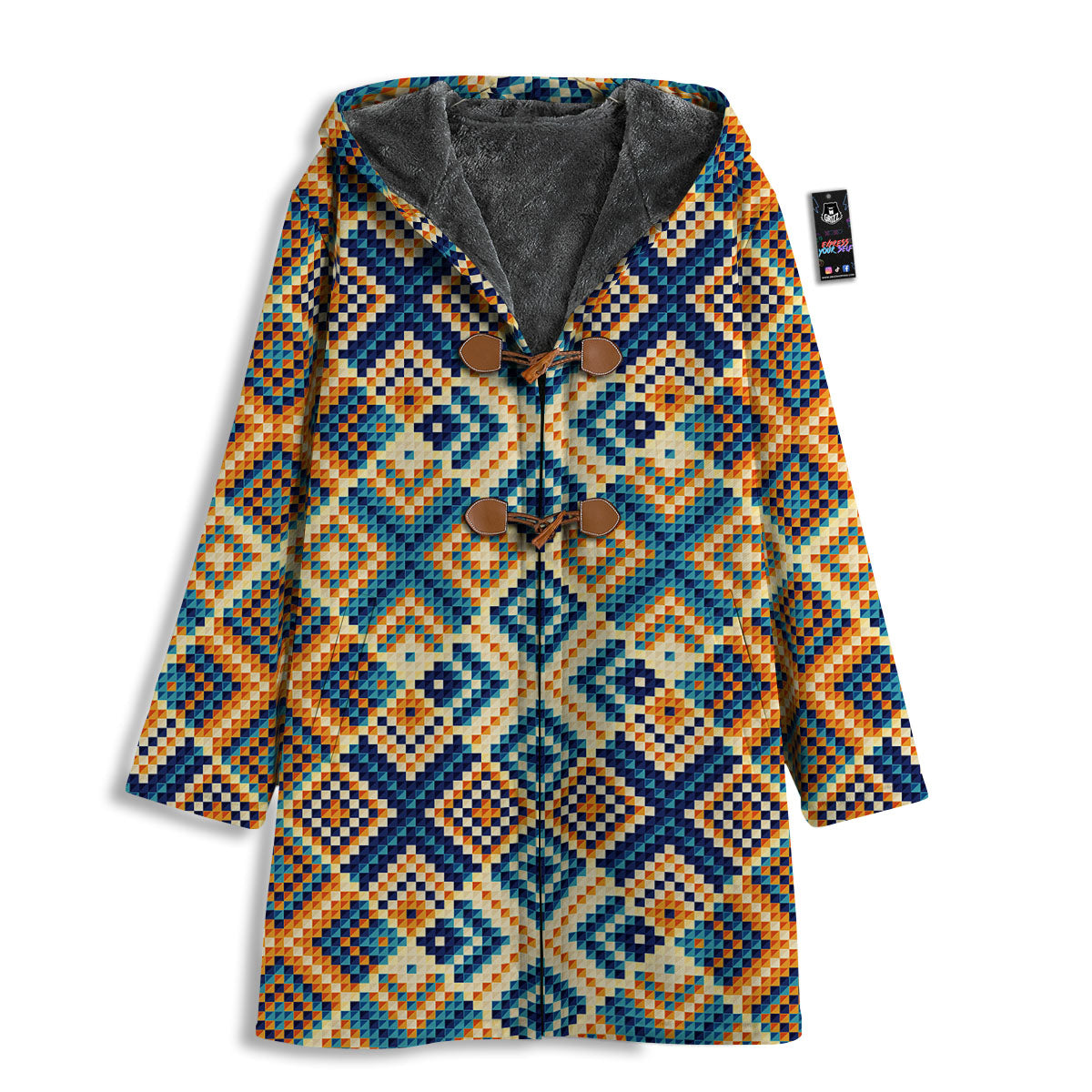 Ethnic Pixel Print Pattern Men's Windbreaker Jacket-grizzshop