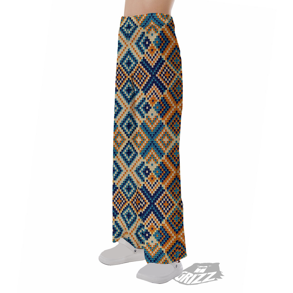 Ethnic Pixel Print Pattern Pajama Pants-grizzshop