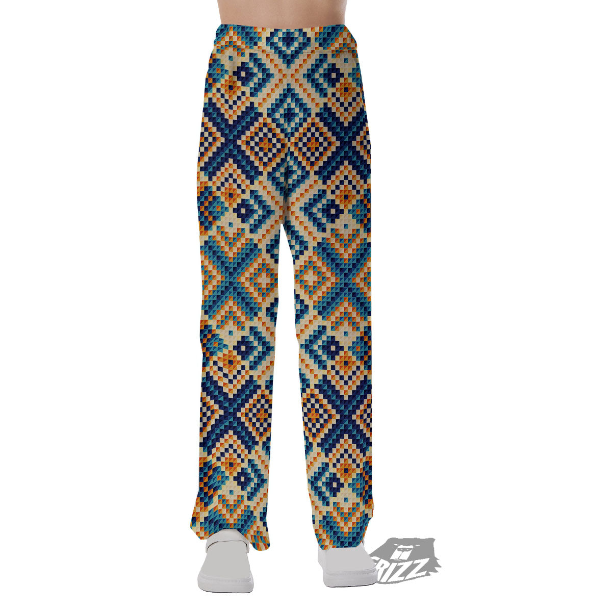 Ethnic Pixel Print Pattern Pajama Pants-grizzshop
