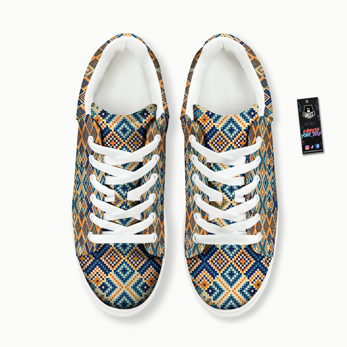 Ethnic Pixel Print Pattern Platform Shoes-grizzshop