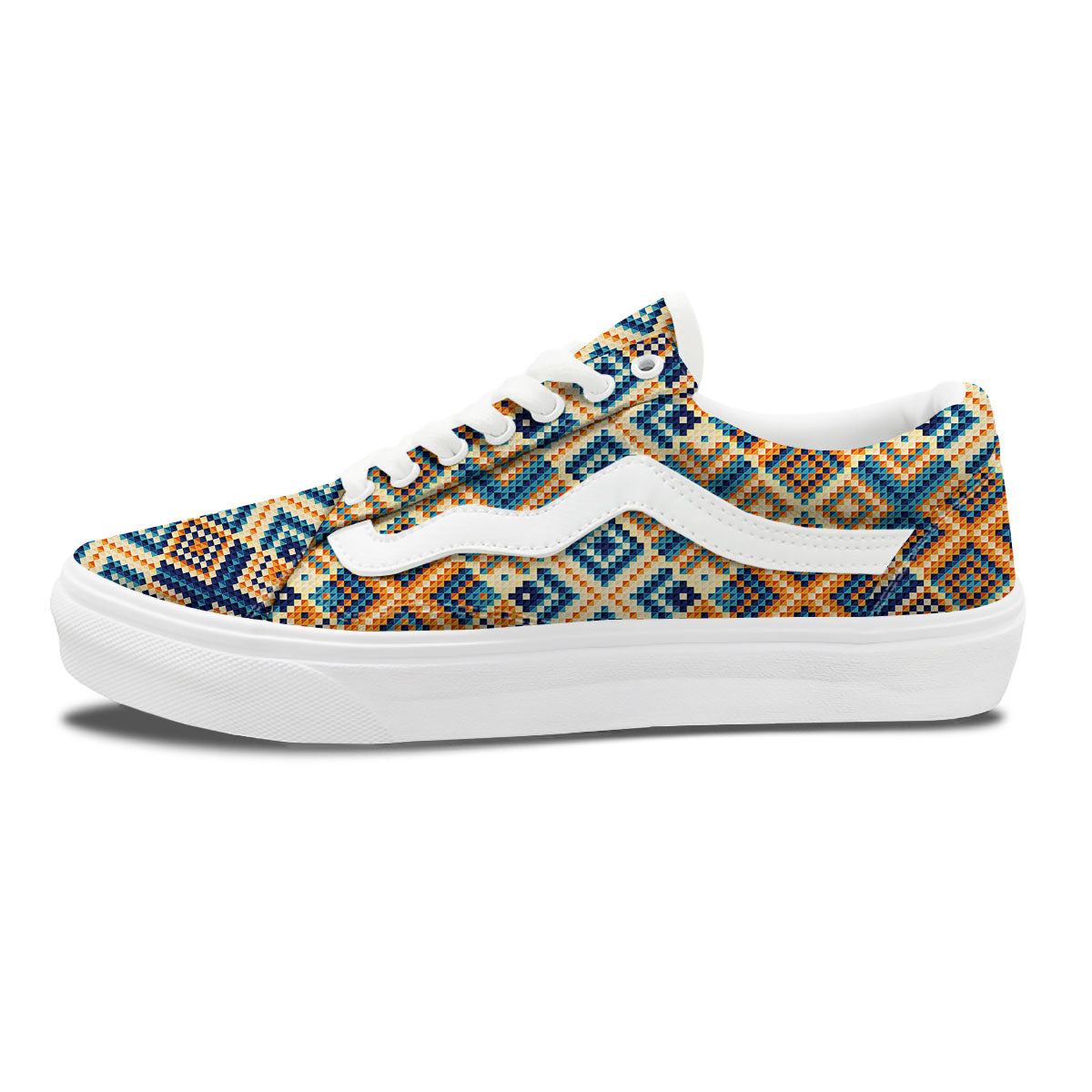Ethnic Pixel Print Pattern Skate Shoes-grizzshop