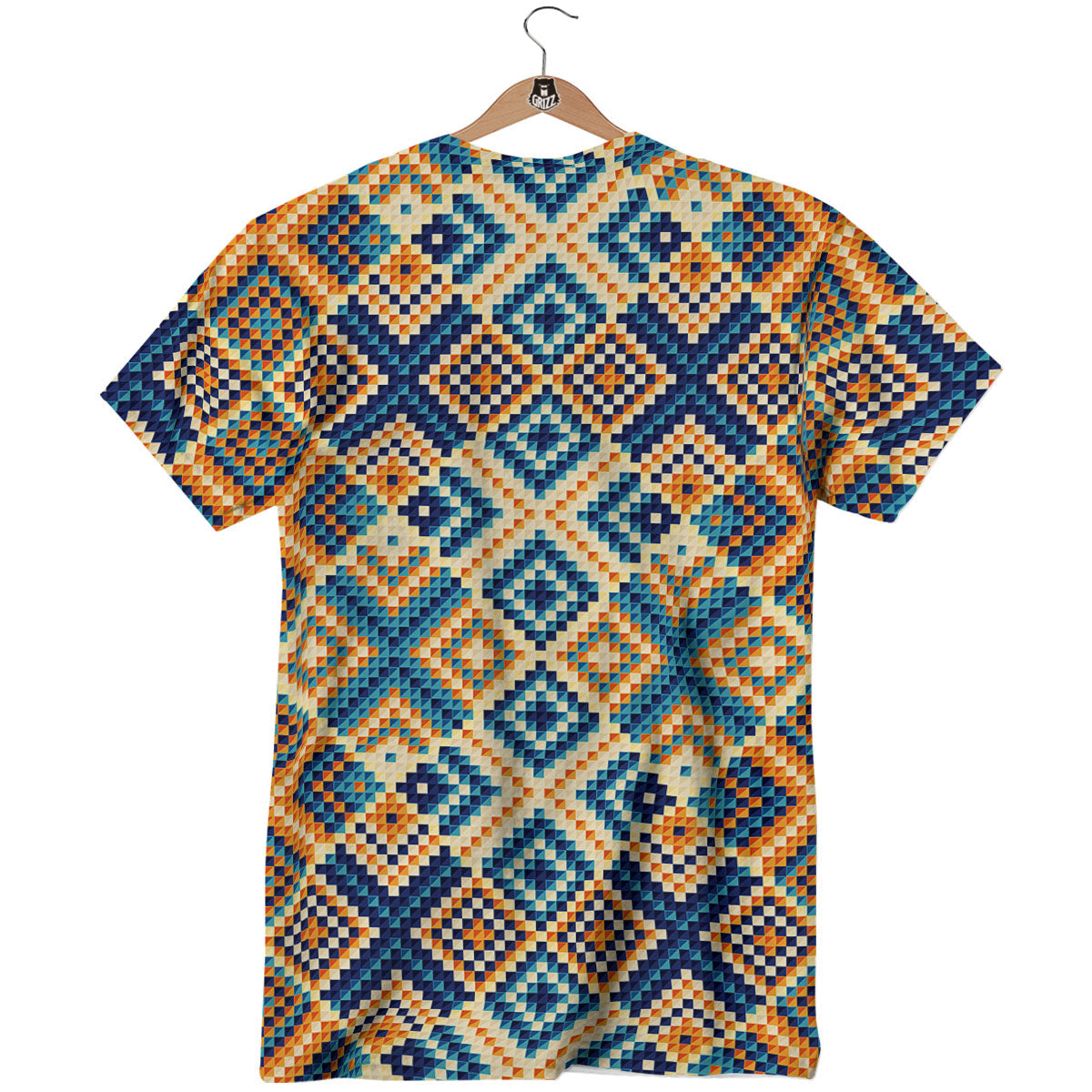Ethnic Pixel Print Pattern T-Shirt-grizzshop
