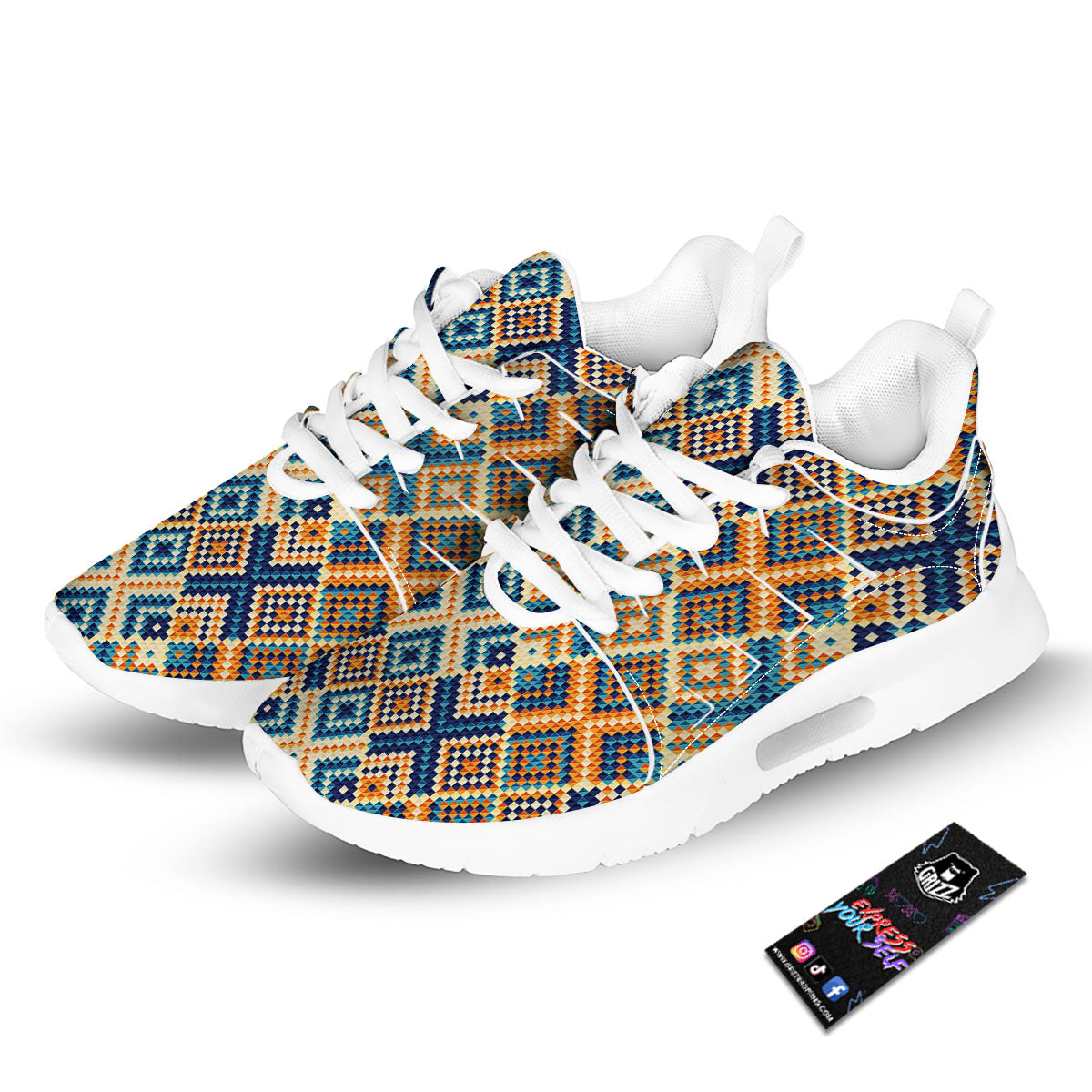 Ethnic Pixel Print Pattern Tennis Shoes-grizzshop