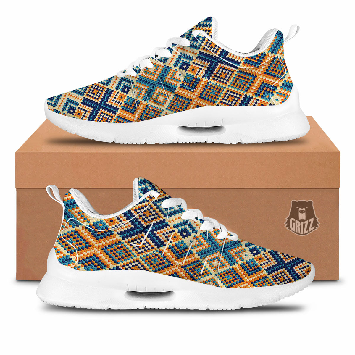 Ethnic Pixel Print Pattern Tennis Shoes-grizzshop