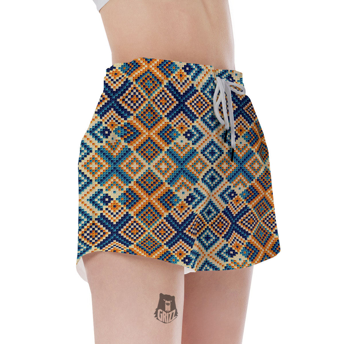 Ethnic Pixel Print Pattern Women's Shorts-grizzshop