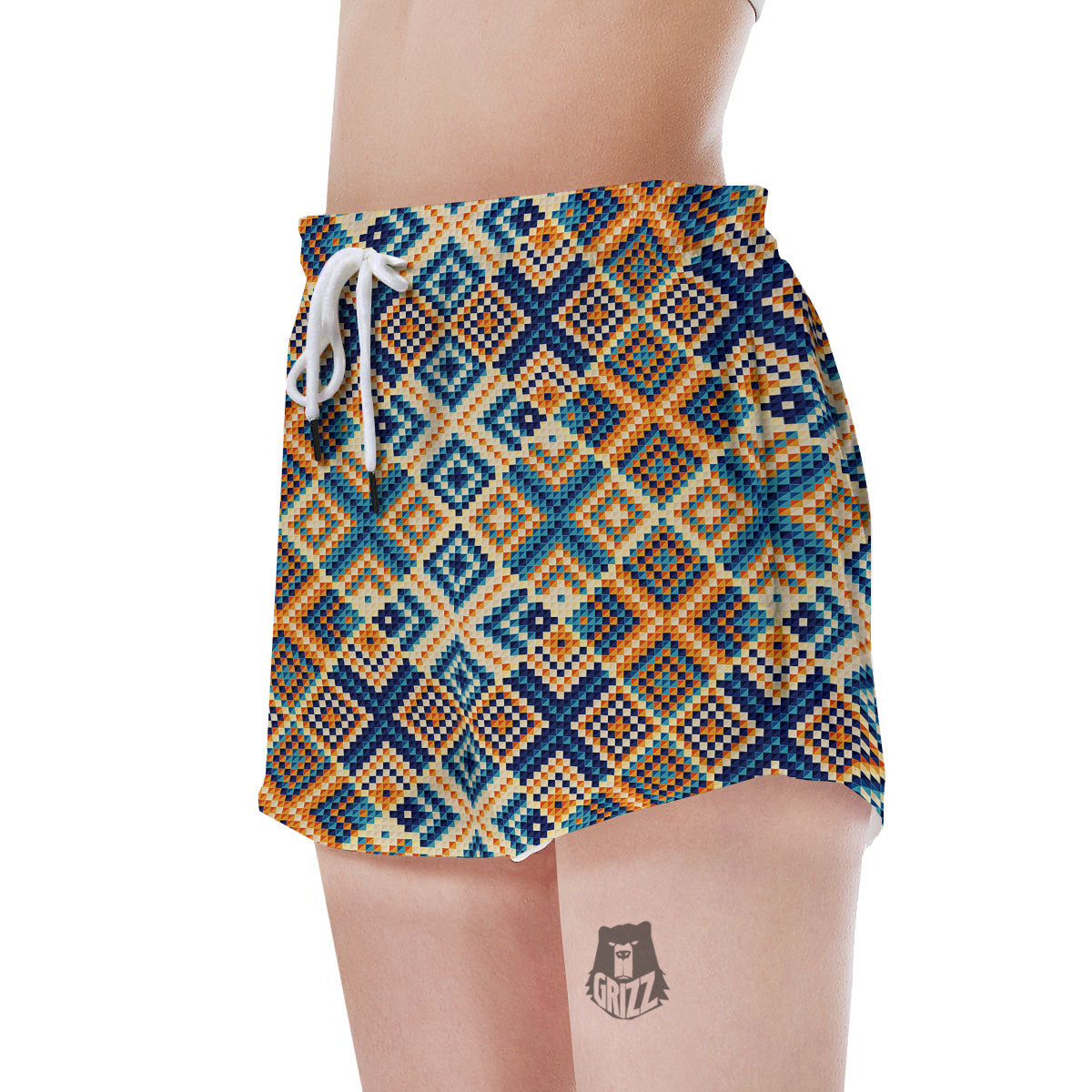 Ethnic Pixel Print Pattern Women's Shorts-grizzshop