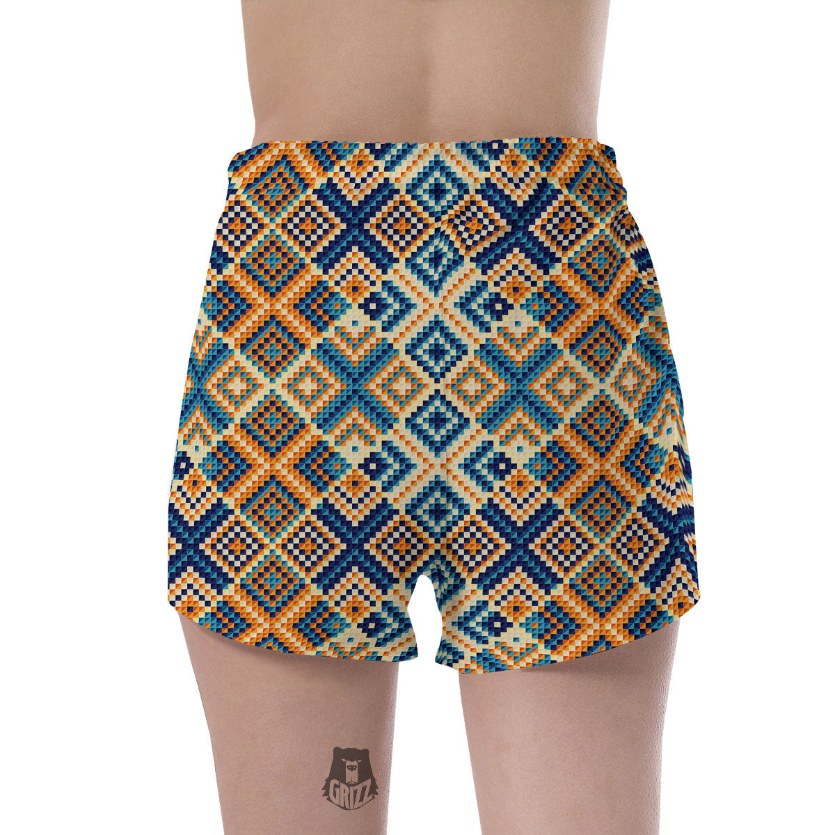Ethnic Pixel Print Pattern Women's Shorts-grizzshop