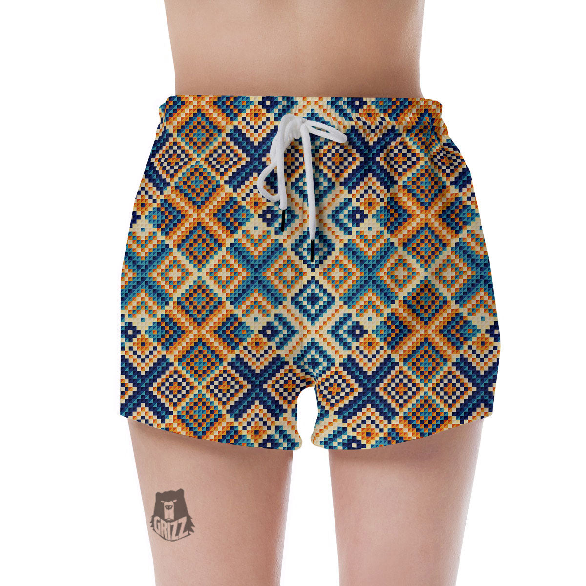 Ethnic Pixel Print Pattern Women's Shorts-grizzshop