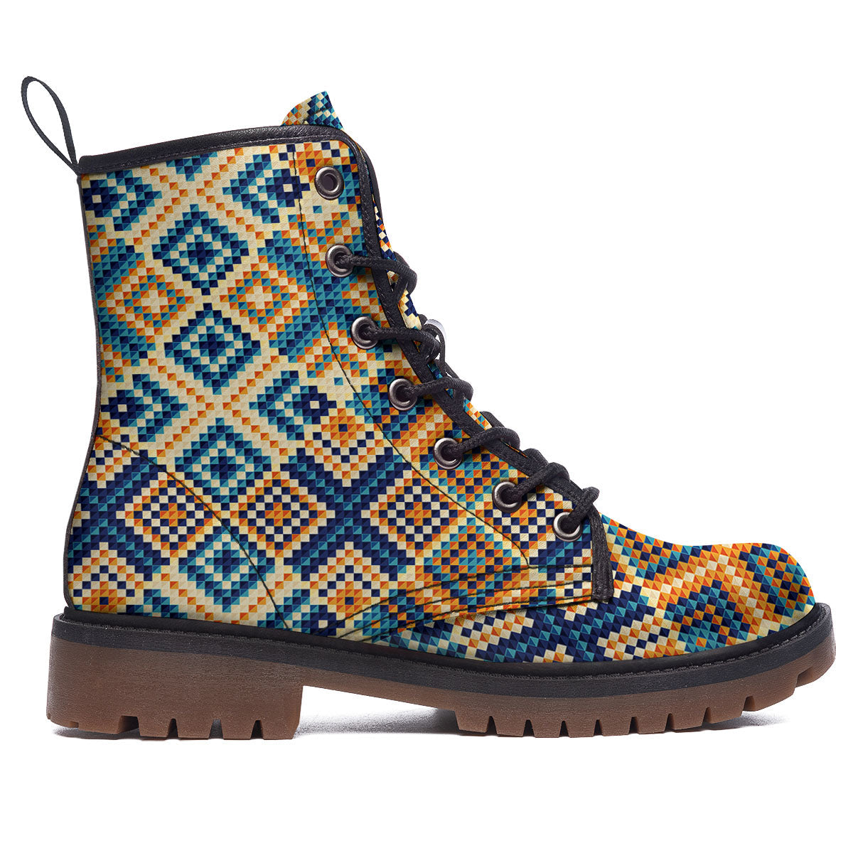Ethnic Pixel Print Pattern Work Boots-grizzshop