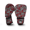 Ethnic Red Print Pattern Boxing Gloves-grizzshop