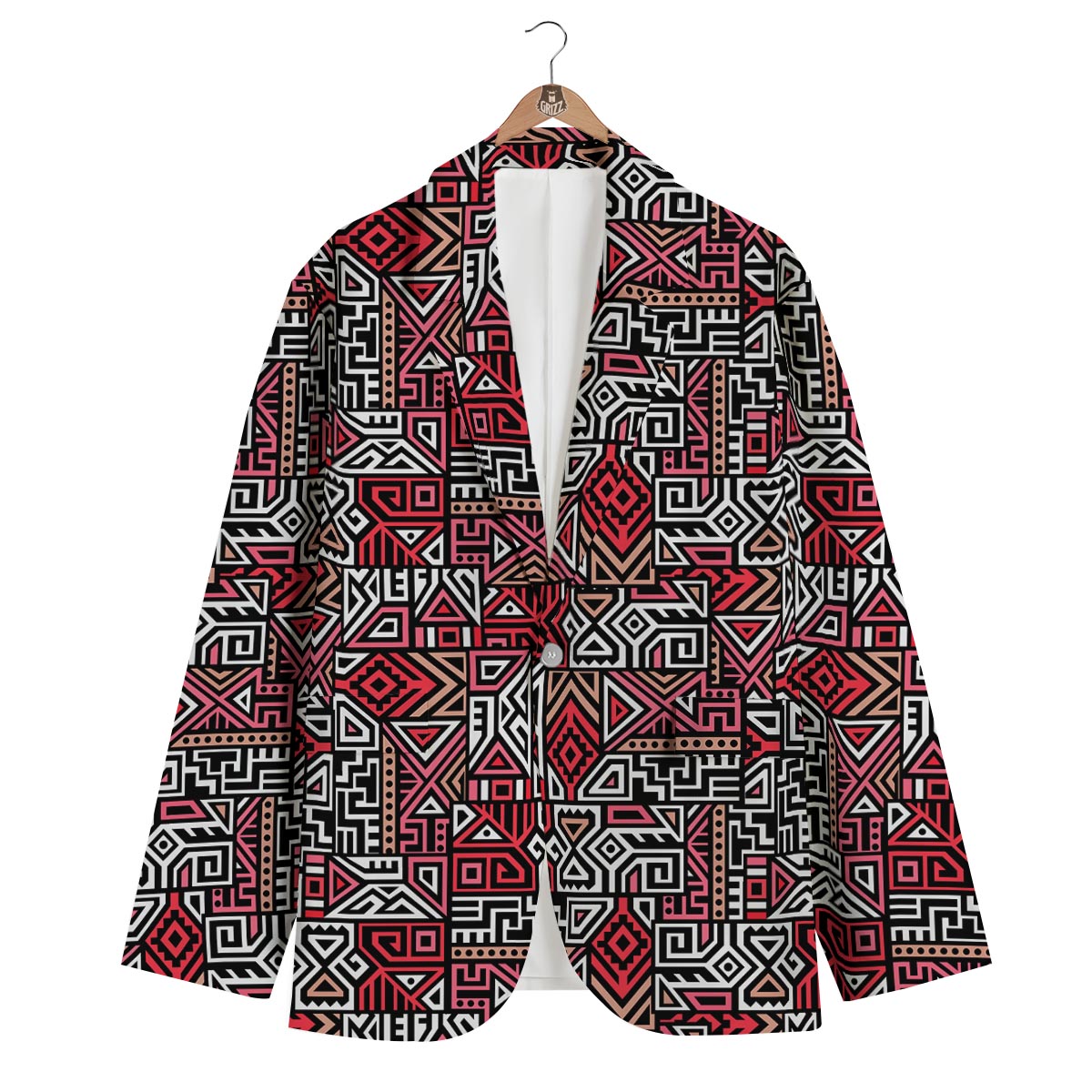 Ethnic Red Print Pattern Men's Blazer-grizzshop