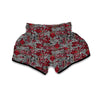 Ethnic Red Print Pattern Muay Thai Boxing Shorts-grizzshop